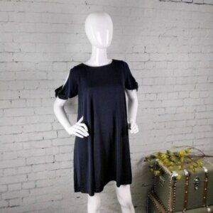Susana Monaco Tie Mini Swing Dress In Midnight Navy Blue Size Medium